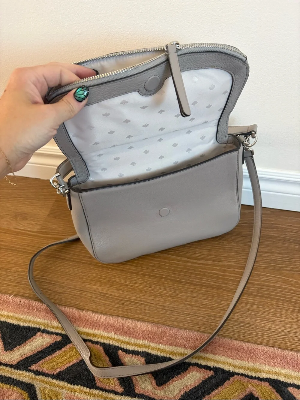 kate spade Gray Pebbled Leather Crossbody Bag